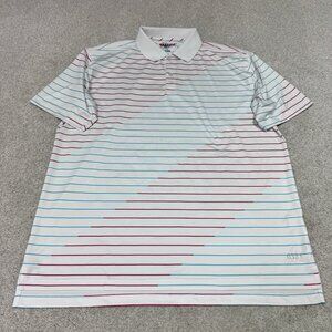 Tabasco Polo Men’s White Red Blue Striped Short Sleeve Size XL